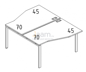 Мебель для персонала Рабочая станция со столами эргономичными "Техно" на металлокаркасе UNO Б1 189 БП