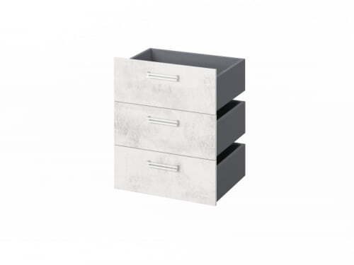Комплект из 3 ящиков, фасады ЛДСП FI-124.D 560x418x670 (Хромикс Белый)