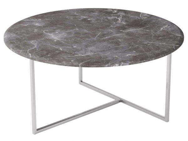 Стол журнальный Маджоре МАД 800x800x390 (Серый мрамор/Хром)
