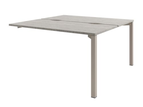 Стол-тандем на металлокаркасе, конечная секция Solution D-413 1400x1432x750 (Бетон/КашемирБежевый)