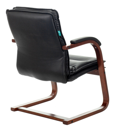 Кресло T-9927WALNUT-AV черный кожа полозья дерево коричневый (Черный)