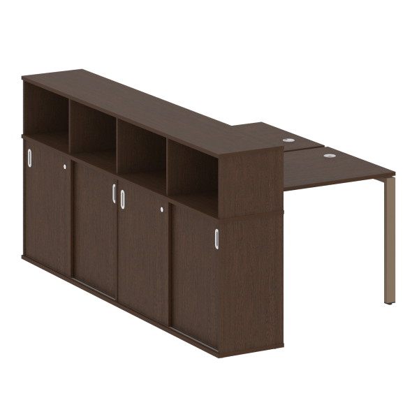 Рабочая станция с опорным шкафом-купе Metal System Style БП.РС-СШК-4.1 1410x2332x1098 (Венге Цаво/Мокко металл)