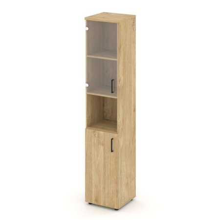 Шкаф высокий узкий SN.STU-105(L) (400х400х1982) (Тиквуд Светлый/Прозрачный)