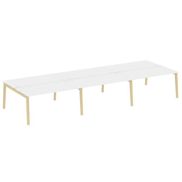 Рабочая станция на деревянных опорах Onix Wood OW.D.RS-6.4.8 4740x1635x750 (Белый Бриллиант/Дуб Светлый)
