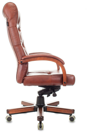 Кресло руководителя T-9928WALNUT светло-коричневый Leather EiCHel кожа крестов. металл/дерево (Светло-коричневый)