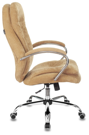 Кресло руководителя T-9950SL Fabric горчичный Velvet 73 крестов. металл хром (Горчичный)