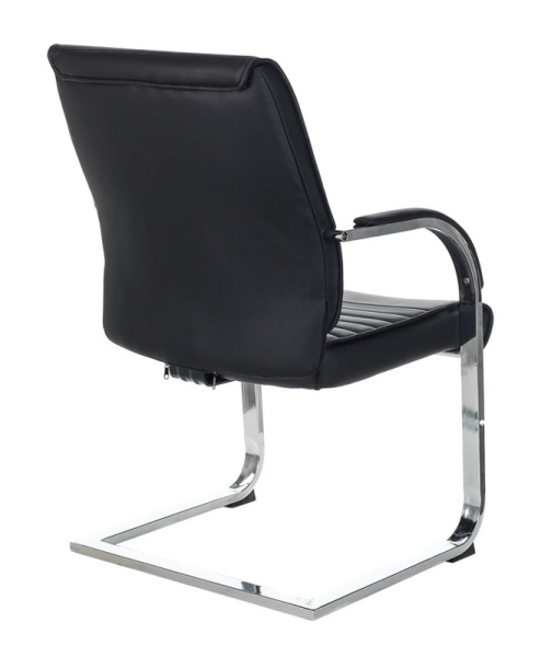 Кресло T-8010N-LOW-V черный Leather Black эко.кожа низк.спин. полозья металл хром