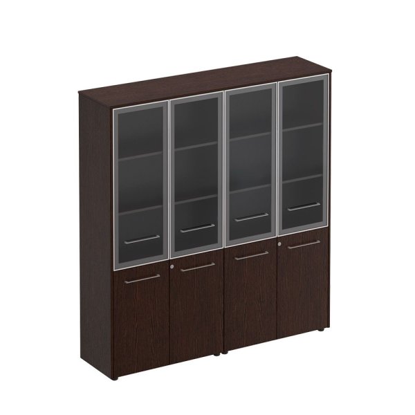 Шкаф комбинированный высокий (стекло + стекло) Reventon МЕ 360 1840x460x1960 (Венге темный)