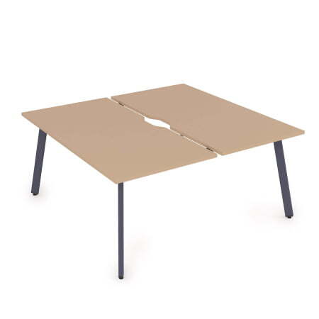 10БДВ.264 Стол системы БЕНЧ с вырезом, сдвоенный, на 2 рабочих места (1600x1235x750)