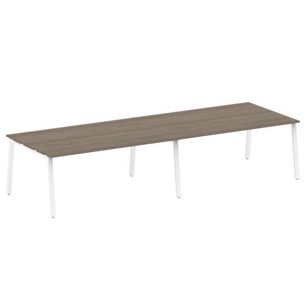 Стол для переговоров (2 столешницы) на А-образном м/к Metal System Style БА.ПРГ-2.5 3600x1235x750 (Вяз/Белый металл)