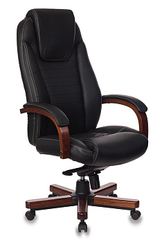 Кресло руководителя T-9923WALNUT черный кожа крестов. металл/дерево